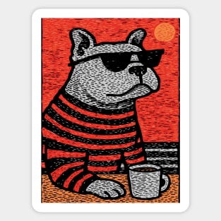 Cool Bulldog | The Sunbathing Beach Bully Sticker